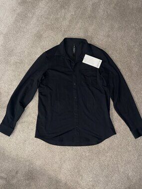 LULULEMON BLACK COMISSION LONG SLEEVE MENS SHIRT- SIZE LARGE / BRAND NEW